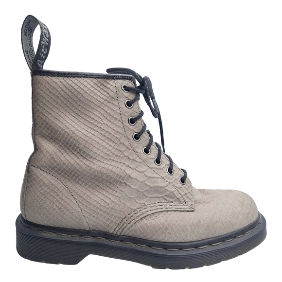 Dr Doc Martens 1460 Textured Snake-Embossed 8 Eye Combat Moto Boots - Picture 7 of 12